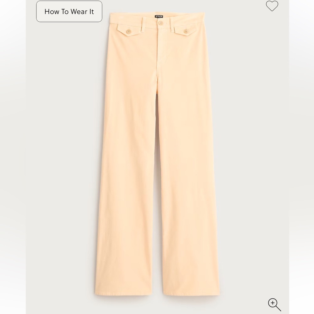 J crew Wide-leg trouser in washed velvet peche Clair